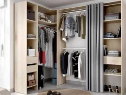 Vente-unique Kledingkast-Verstelbare Kledingkast Gontran - L164 / 214 Cm - Eiken En Grijs