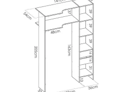 Vente-unique Kledingkast-Verstelbare Kledingkast Gontran - L164 / 214 Cm - Eiken En Grijs