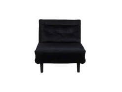 Vente-unique Uitklapbare Fauteuil-Vicky Slaapbank ,Fauteuil Velours Zwart.