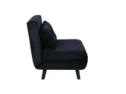 Vente-unique Uitklapbare Fauteuil-Vicky Slaapbank ,Fauteuil Velours Zwart.