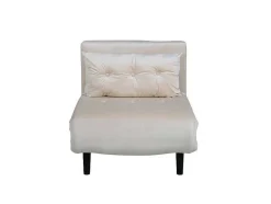 Vente-unique Uitklapbare Fauteuil-Vicky Slaapbank ,Fauteuil Velours Beige.