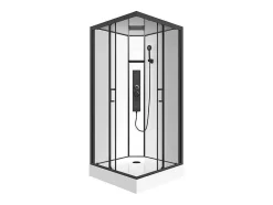 Shower & Design Douchecabine-Vierkante Douchecabine Met Massagestralen Matzwart En Wit L90 X B90 X H215 Cm Tanito