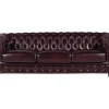 LINEA SOFA Chesterfield Zitbank-Vierzits Chesterfieldbank Brenton 100% Buffelleer - Cherry