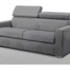 Vente-unique Speciale Modellen Zitbanken & Fauteuils-Vierzits Express Slaapbank Van Stof Vizir - Grijs - Slaapafmeting Met Brede Latten 160 Cm - Matras 18 Cm