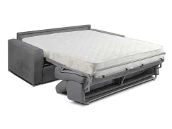 Vente-unique Speciale Modellen Zitbanken & Fauteuils-Vierzits Express Slaapbank Van Stof Vizir - Grijs - Slaapafmeting Met Brede Latten 160 Cm - Matras 18 Cm
