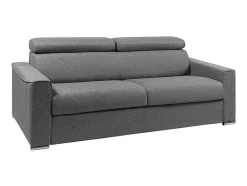 Vente-unique Speciale Modellen Zitbanken & Fauteuils-Vierzits Express Slaapbank Van Stof Vizir - Grijs - Slaapafmeting Met Brede Latten 160 Cm - Matras 18 Cm
