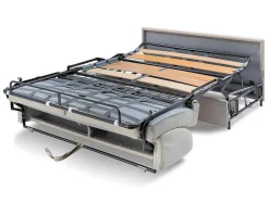Vente-unique Speciale Modellen Zitbanken & Fauteuils-Vierzits Express Slaapbank Van Stof Vizir - Beige - Slaapafmeting Met Brede Latten 160 Cm - Matras 18 Cm