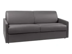 Vente-unique Slaapbank Met Matras-Vierzits Express-Bedbank Van Kunstleer Calife - Grijs - Slaapafmeting 160 Cm