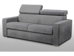 Vente-unique 2En 3-Zitsbank-Vierzits Slaapbank Van Stof Vizir - Grijs - Slaapafm. 160 Cm - Matras 22 Cm Van Met Vormgeheugen