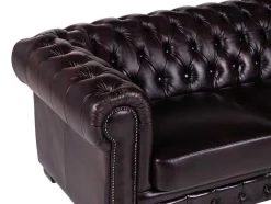 LINEA SOFA Chesterfield Zitbank-Vierzitsbank Chesterfield Brenton 100% Buffelleer - Bruin Tinten