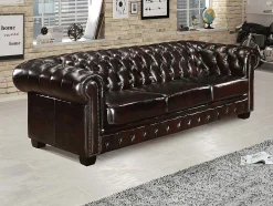 LINEA SOFA Chesterfield Zitbank-Vierzitsbank Chesterfield Brenton 100% Buffelleer - Bruin Tinten