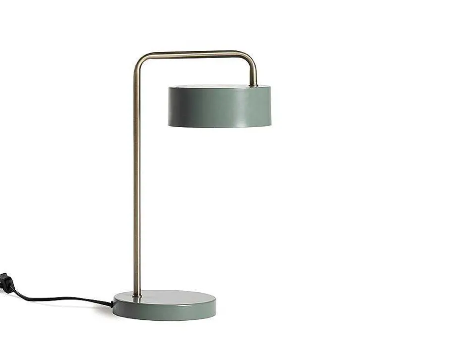 OZAIA Lamp-Vintage Staande Lamp Otilie - Metaal - 24 X 16 X 40 Cm - Olijfgroen En Goudkleurig