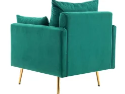 ModernLuxe Fauteuil Stof Fluweel / Suedine-Vipi Fauteuil In Fluwelen Stof Met Opbergruimte En Kussen - Poten Van Goudkleurig Metaal - Groen