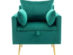 ModernLuxe Fauteuil Stof Fluweel / Suedine-Vipi Fauteuil In Fluwelen Stof Met Opbergruimte En Kussen - Poten Van Goudkleurig Metaal - Groen