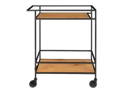 House Nordic Keukenmeubel-Vita Barwagen Op Wielen Met 2 Schappen, Zwart, Eikenhouten Decor.