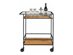 House Nordic Keukenmeubel-Vita Barwagen Op Wielen Met 2 Schappen, Zwart, Eikenhouten Decor.