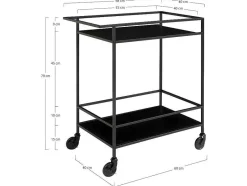 House Nordic Keukenmeubel-Vita Barwagen Op Wielen Met 2 Schappen, Zwart.