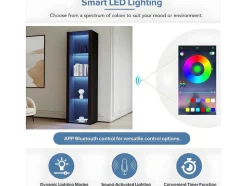 ModernLuxe Buffetkast-Vitrine L 166Cm Met Led - 3 Glazen Planken - Zwart