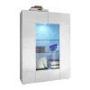 Vente-unique Boekenkast & Vitrine-Vitrinekast Calisto - Met Led-Verlichting - Twee Deuren Van Glas - Wit Gelakt