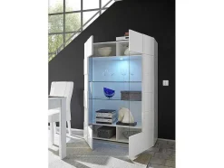 Vente-unique Boekenkast & Vitrine-Vitrinekast Calisto - Met Led-Verlichting - Twee Deuren Van Glas - Wit Gelakt