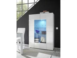 Vente-unique Boekenkast & Vitrine-Vitrinekast Calisto - Met Led-Verlichting - Twee Deuren Van Glas - Wit Gelakt