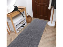 RugsX Gangtapijt-Vloerbedekking Santa Fe Grijskleuring 97, Glad, Uniform, Enkele Kleur 100X450 Cm