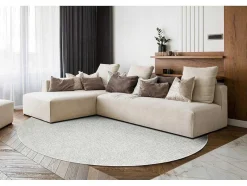 RugsX Tapijt Rond-Vloerkleed Casablanca Plus Rond Creme Eenkleurig, Lus Cercle 150 Cm