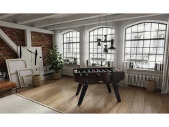Vente-unique Spel Voor Binnen-Voetbaltafel Van Mdf Met Eiken Effect - B153 X D77.6 X H96 Cm - Donker Naturelkleur - Edinson