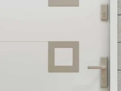 Vente-unique Voordeur-Voordeur In Massief Staal Met Accenten In Inox H207 X B100 Cm Wit Links Binnendraaiend Tifana