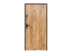 Vente-unique Voordeur-Voordeur Van Vol Staal H207 X L100 Cm Eikeneffect - Duwt Rechts Open - Agueda