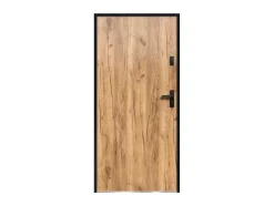 Vente-unique Voordeur-Voordeur Van Vol Staal H207 X L100 Cm Eikeneffect - Duwt Links Open - Agueda