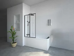 Shower & Design Badscherm-Vouwbaar Badscherm In Metaal Matzwart Industriele Stijl 80 X 140 Cm District