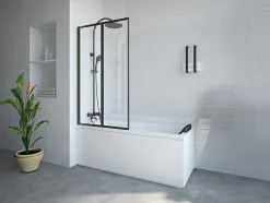 Shower & Design Badscherm-Vouwbaar Badscherm In Metaal Matzwart Industriele Stijl 80 X 140 Cm District