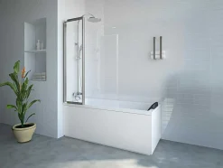 Shower & Design Badscherm-Vouwbaar Badscherm In Metaal Chroom 120 X 140 Cm District