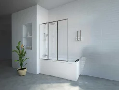 Shower & Design Badscherm-Vouwbaar Badscherm In Metaal Chroom 120 X 140 Cm District
