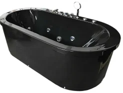 ELITESHOPPING Massagebad-Vrijstaand Ovaal Zwart Whirlpoolbad 185 X 95 Cm 10 Jets Berry