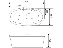 ELITESHOPPING Massagebad-Vrijstaand Ovaal Zwart Whirlpoolbad 185 X 95 Cm 10 Jets Berry