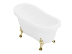 Shower & Design Vrijstaand Bad Op Pootjes-Vrijstaand Retrobad Met Gouden Leeuwenpoten - 200 L - 145 X 74 X 77 Cm - Wit - Nisos Ii