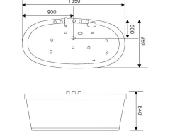ELITESHOPPING Massagebad-Vrijstaand Wit Ovaal Whirlpoolbad 185 X 95 Cm 10 Jets Perlie