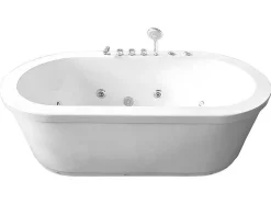 ELITESHOPPING Massagebad-Vrijstaand Wit Ovaal Whirlpoolbad 185 X 95 Cm 10 Jets Perlie