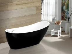 Shower & Design Vrijstaand Bad-Vrijstaande Badkuip Natalia - Eenpersoons - 282L - 170X75X73Cm - Zwart