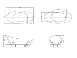 Shower & Design Vrijstaand Bad-Vrijstaande Badkuip Natalia - Eenpersoons - 282L - 170X75X73Cm - Zwart