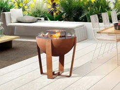 Vente-unique Buitenkeuken-Vuurkorf, Barbecue En Plancha 3 In 1 Van Staal Corten L70 X H80 X D70 Cm - Grezio