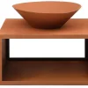 Vente-unique Buitenkeuken-Vuurkorf Van Staal Corten Met Bergruimte Voor Hout - L90 X H67,5 X D75 Cm - Bezio