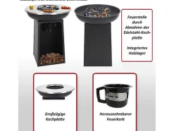 Vente-unique Buitenkeuken-Vuurschaal Met Grillplaat Mcw-K97, O59Cm Zwart