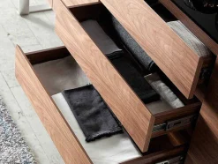 Angel Cerda Buffetkast-Walnoot Dressoir Met Zwart Glazen Blad 3060