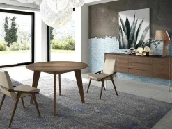 Angel Cerda Buffetkast-Walnoot Dressoir Met Zwart Glazen Blad 3060
