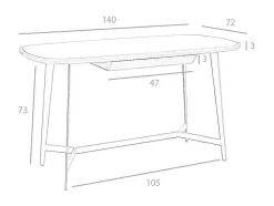 Angel Cerda Bureaumeubel-Walnoot En Zwart Getint Glazen Bureau 3137