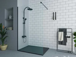 Shower & Design Douchewand-Wand Voor Inloopdouche Industriele Stijl - Mat Zwart - 120X200 Cm - Daren - Koop Nu Online
