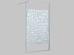 Shower & Design Douchewand-Wand Voor Inloopdouche Laura Van Gezeefdrukt Glas - 120X190 Cm